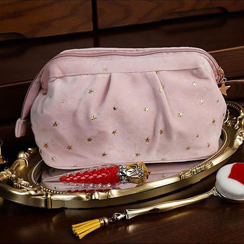 Hot Gold Flannel Makeup Bag Portable Candy Color Carrying Toiletries Bag Super Popular Simple Storage Ladies Cosmetic Bag