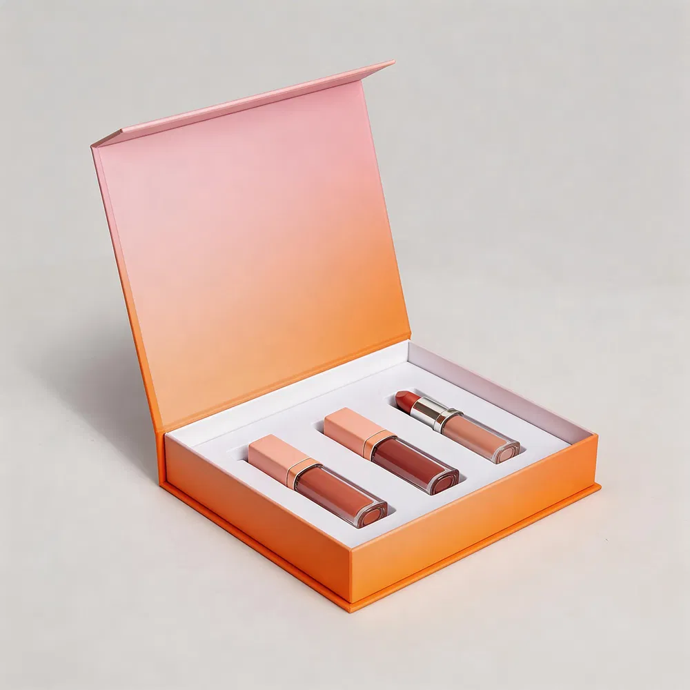 Gradient Printing Effect Custom Logo Handmade Magnetic Rigid Packaging Luxury Cosmetic Boxes with Inserts for Skincare
