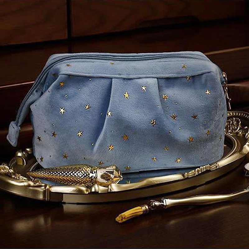 Hot Gold Flannel Makeup Bag Portable Candy Color Carrying Toiletries Bag Super Popular Simple Storage Ladies Cosmetic Bag
