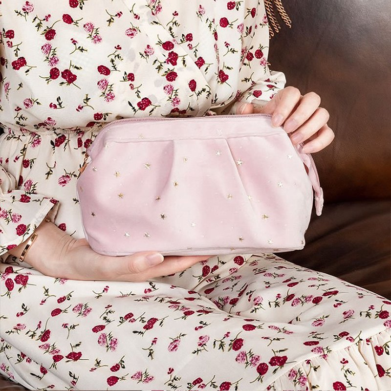 Hot Gold Flannel Makeup Bag Portable Candy Color Carrying Toiletries Bag Super Popular Simple Storage Ladies Cosmetic Bag